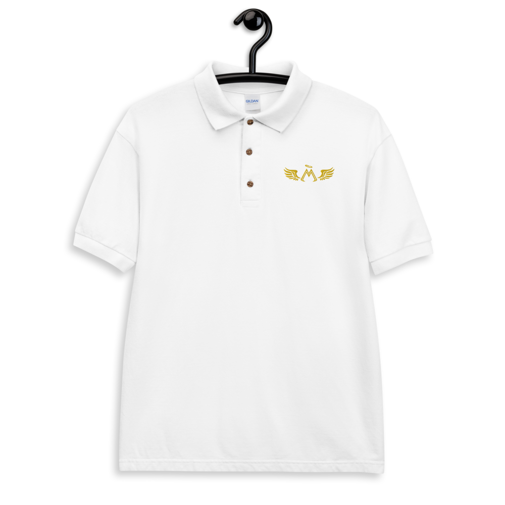 White Polo Shirt With Embroidered Gold MM Iconic Logo