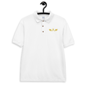 White Polo Shirt With Embroidered Gold MM Iconic Logo