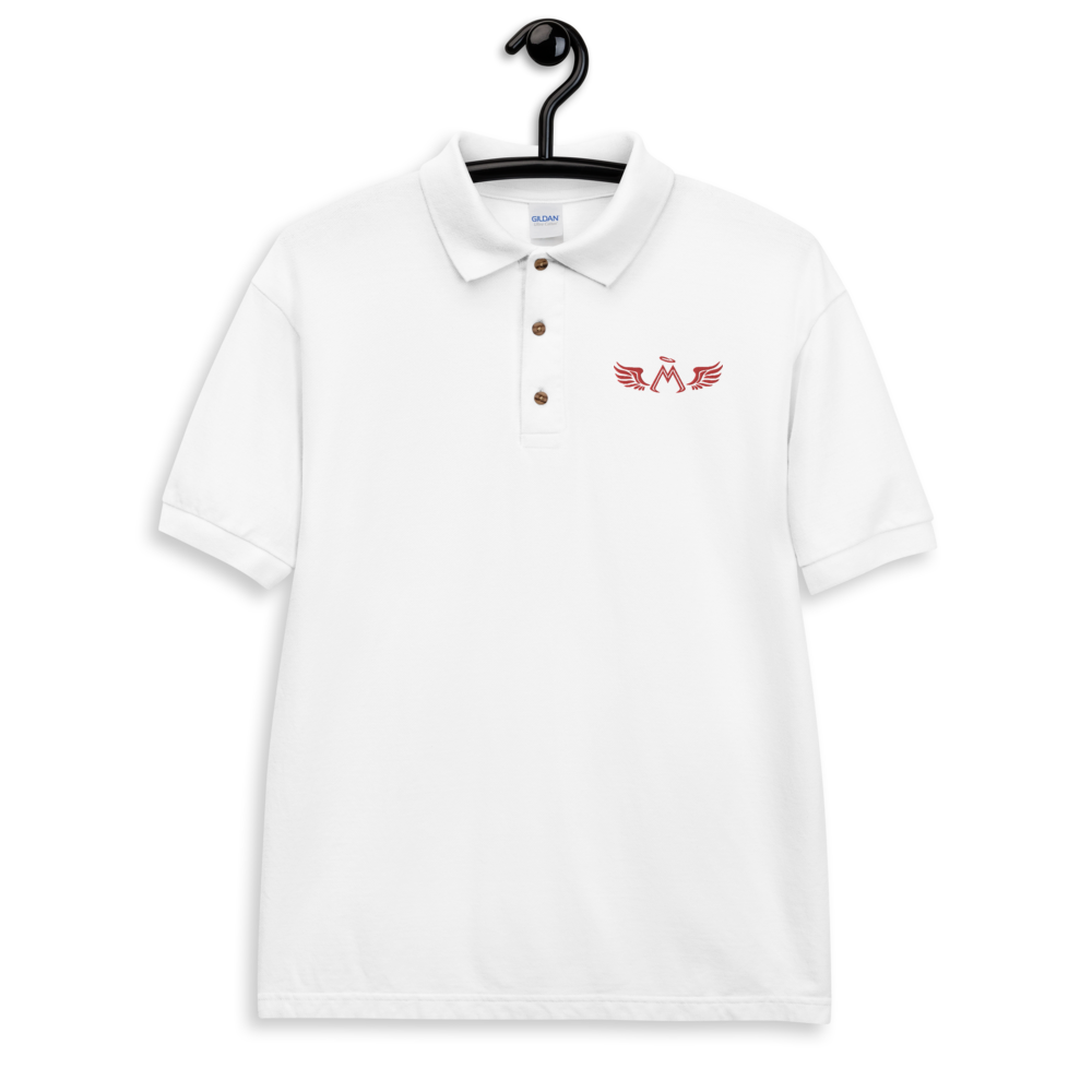 White Polo Shirt With Embroidered Red MM Iconic Logo