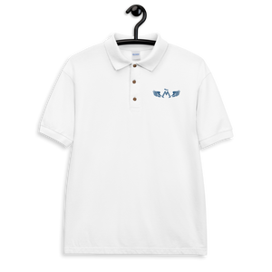 White Polo Shirt With Embroidered Blue MM Iconic Logo