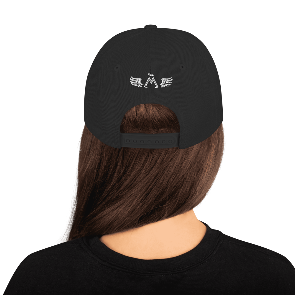 Black Snapback With Embroidered White MM Iconic Logo