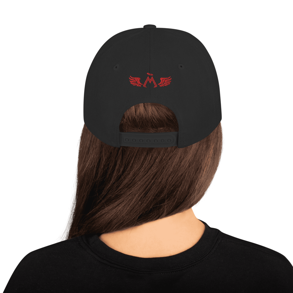 Black Snapback With Embroidered Red MM Iconic Logo