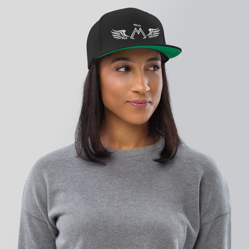 Black Snapback With Embroidered White MM Iconic Logo