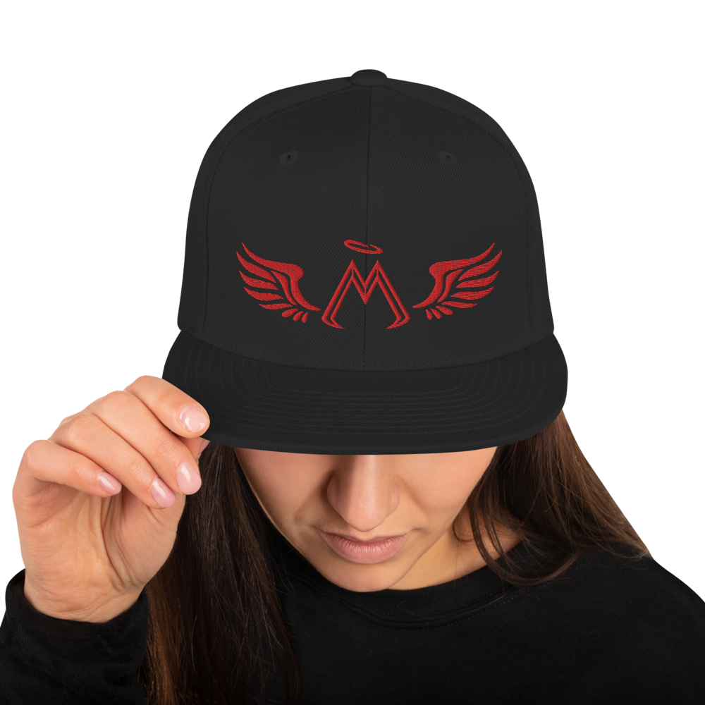 Black Snapback With Embroidered Red MM Iconic Logo