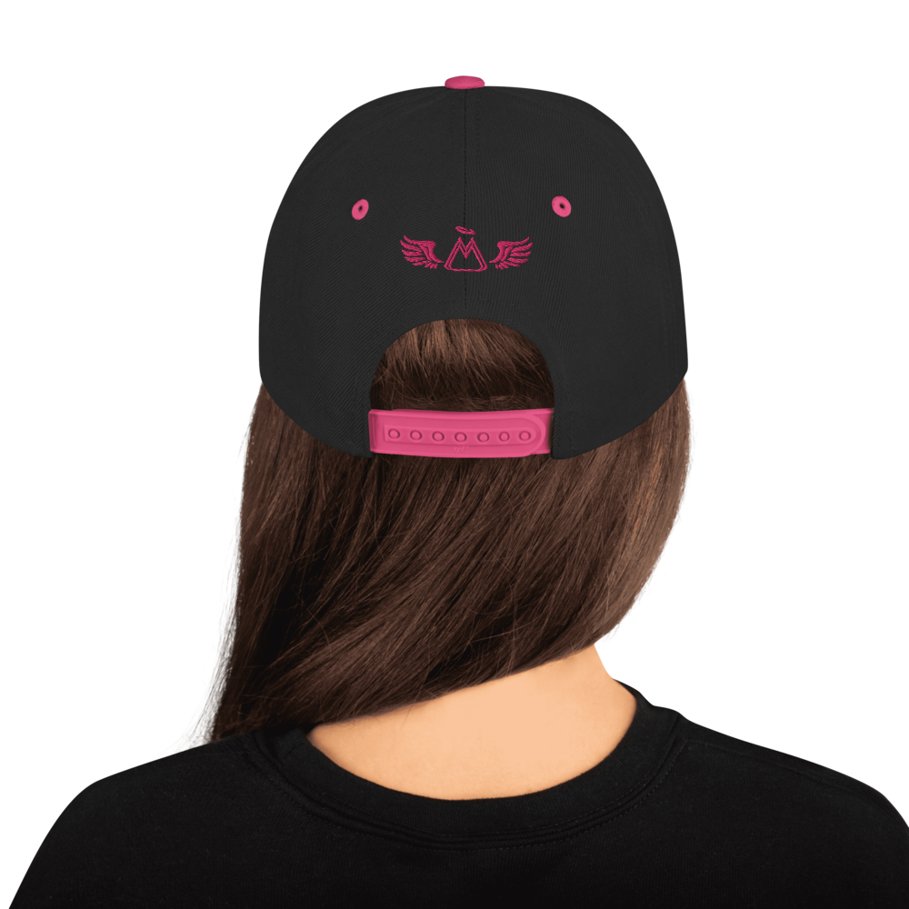 Black-Neon Pink Snapback With Embroidered Pink MM Iconic Logo