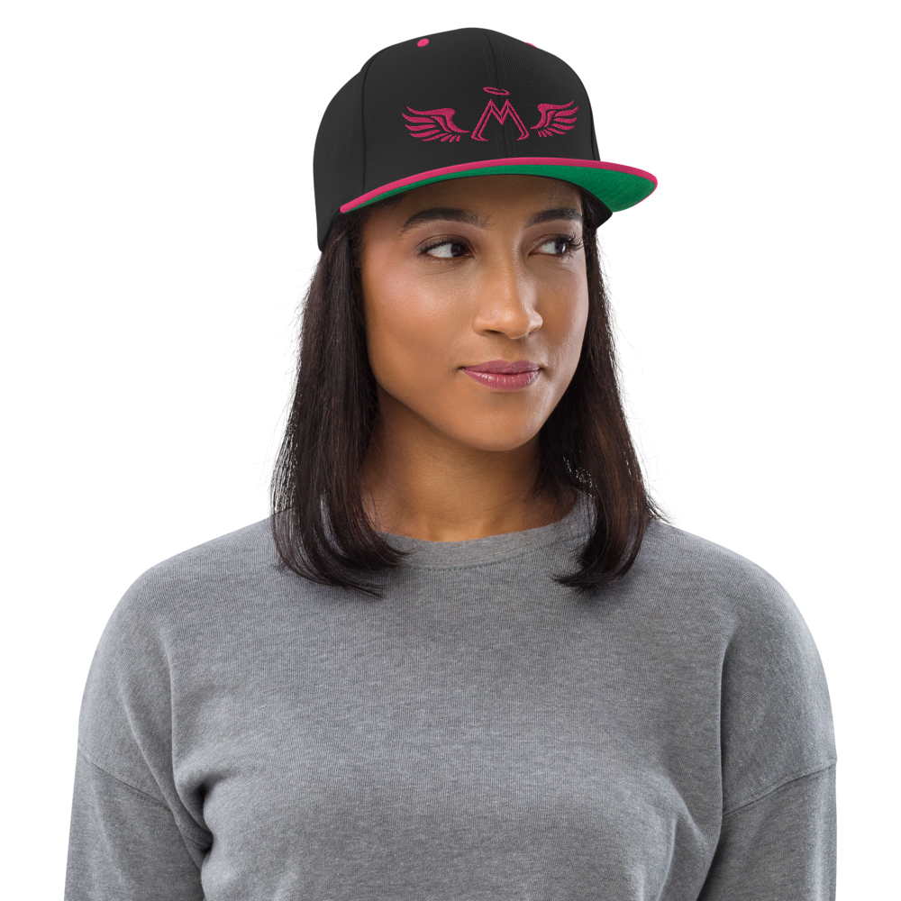 Black-Neon Pink Snapback With Embroidered Pink MM Iconic Logo