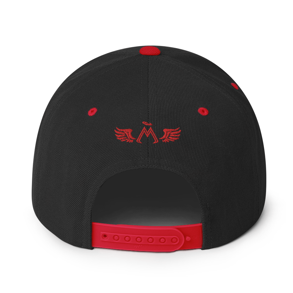 Black-Red Snapback With Embroidered Red MM Iconic Logo