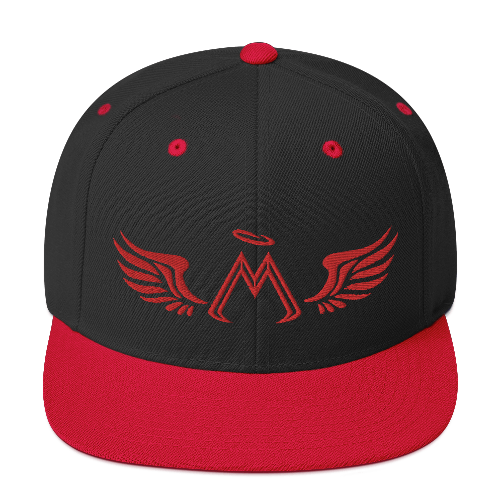 Black-Red Snapback With Embroidered Red MM Iconic Logo