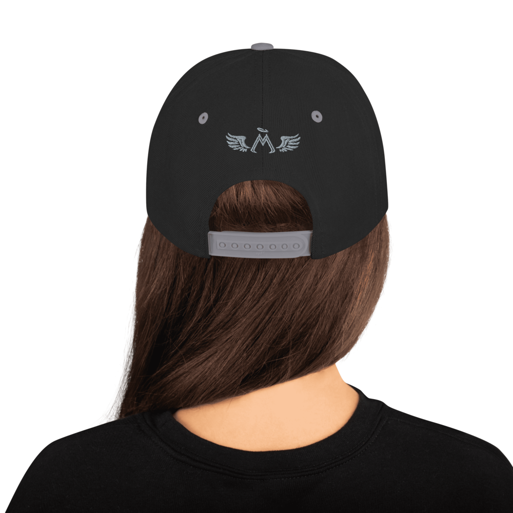 Black-Silver Snapback With Embroidered Grey MM Iconic Logo