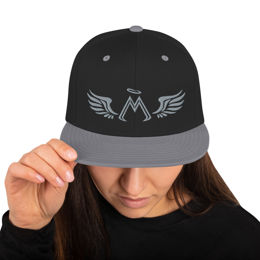 Black-Silver Snapback With Embroidered Grey MM Iconic Logo