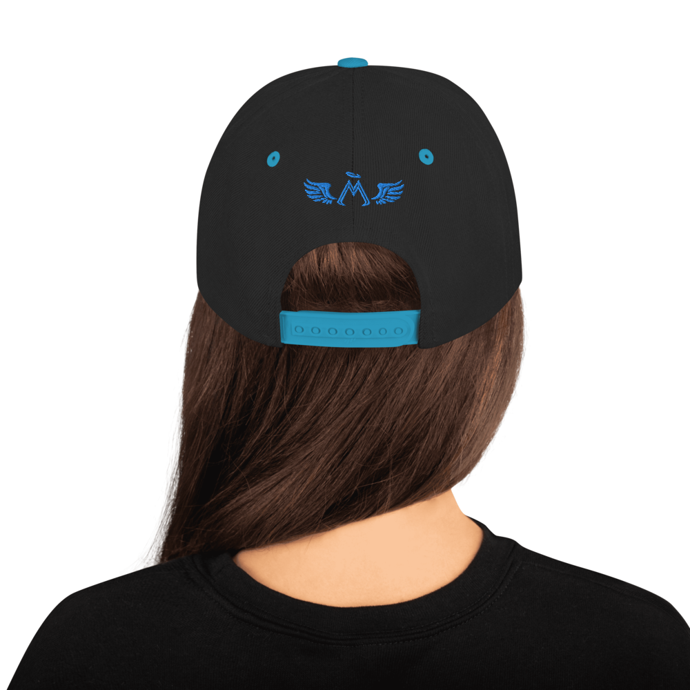 Black-Teal Snapback With Embroidered Aqua-Teal MM Iconic Logo