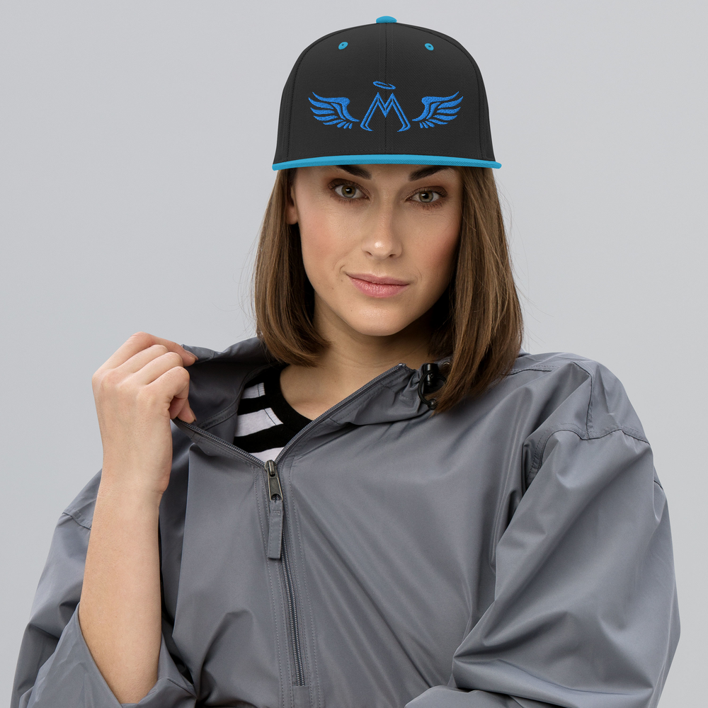 Black-Teal Snapback With Embroidered Aqua-Teal MM Iconic Logo
