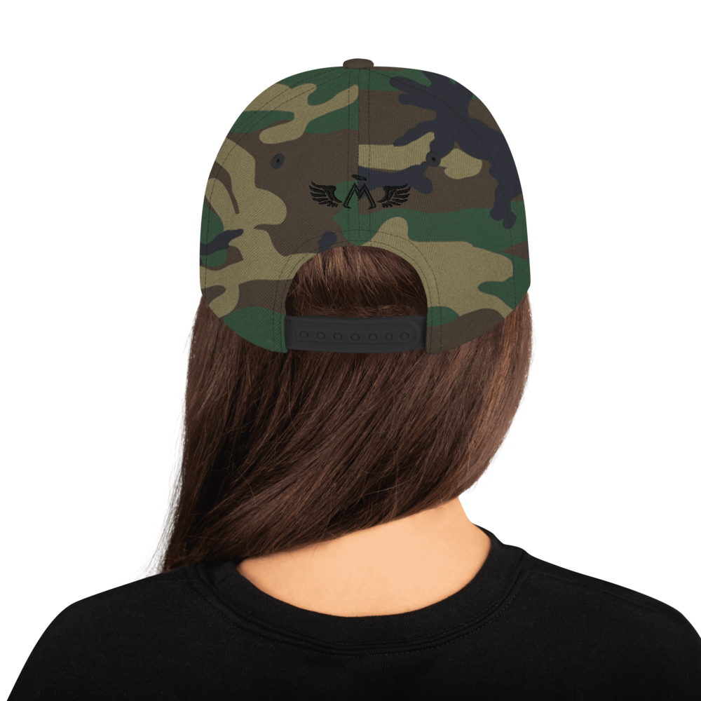 Green Camo Snapback With Embroidered Black MM Iconic Logo