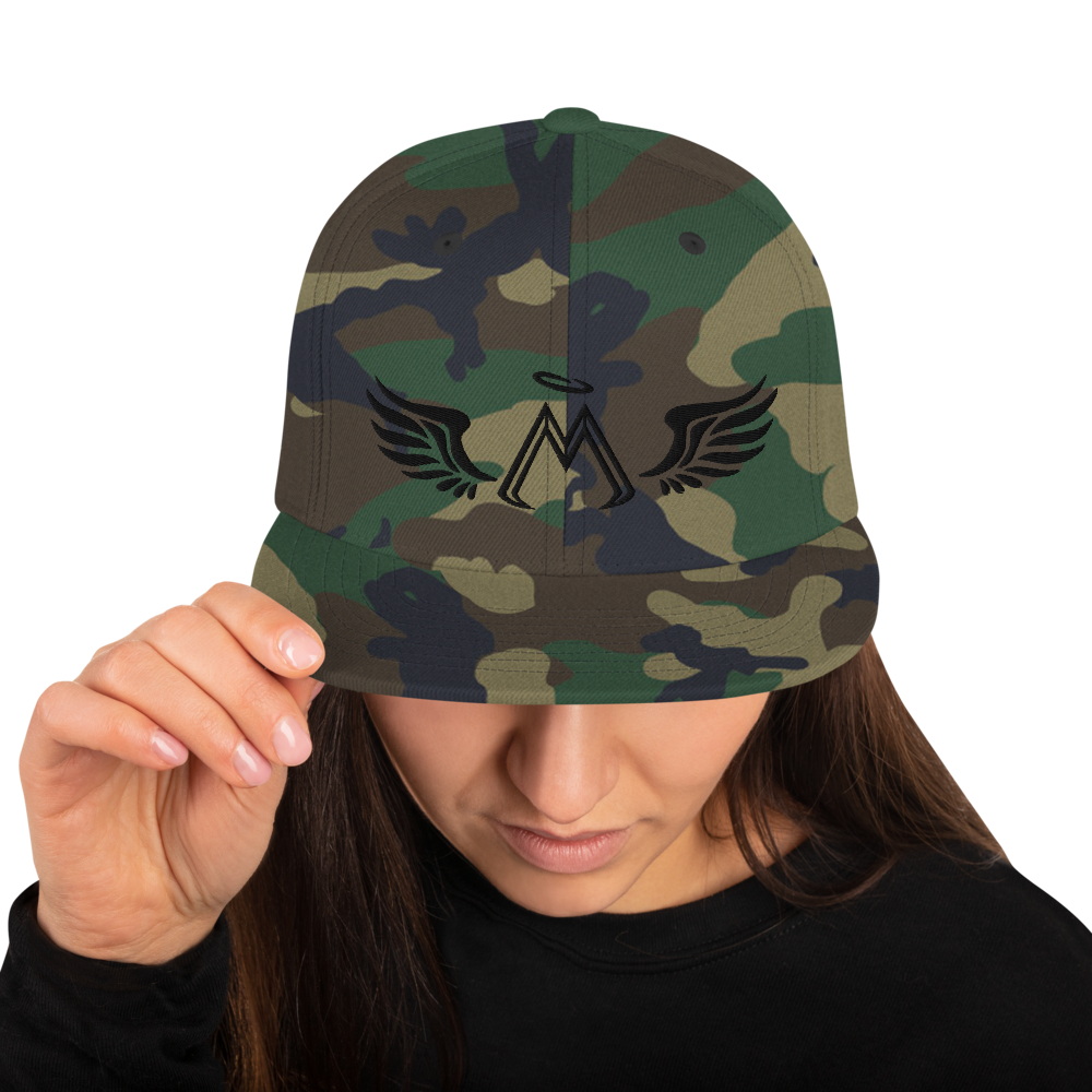Green Camo Snapback With Embroidered Black MM Iconic Logo