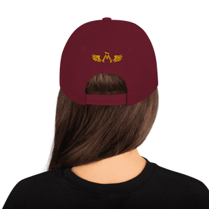 Maroon Snapback With Embroidered Gold MM Iconic Logo