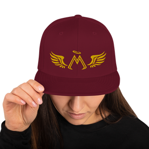 Maroon Snapback With Embroidered Gold MM Iconic Logo