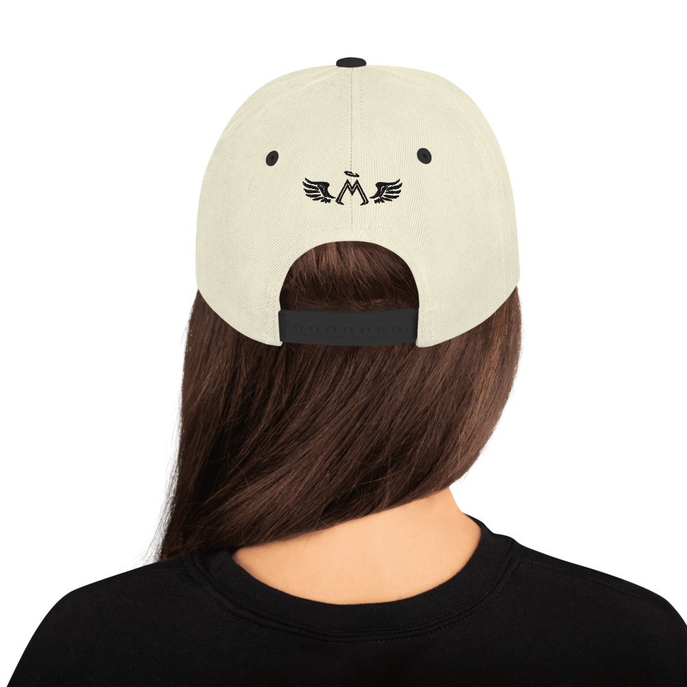 Natural-Black Snapback With Embroidered Black MM Iconic Logo