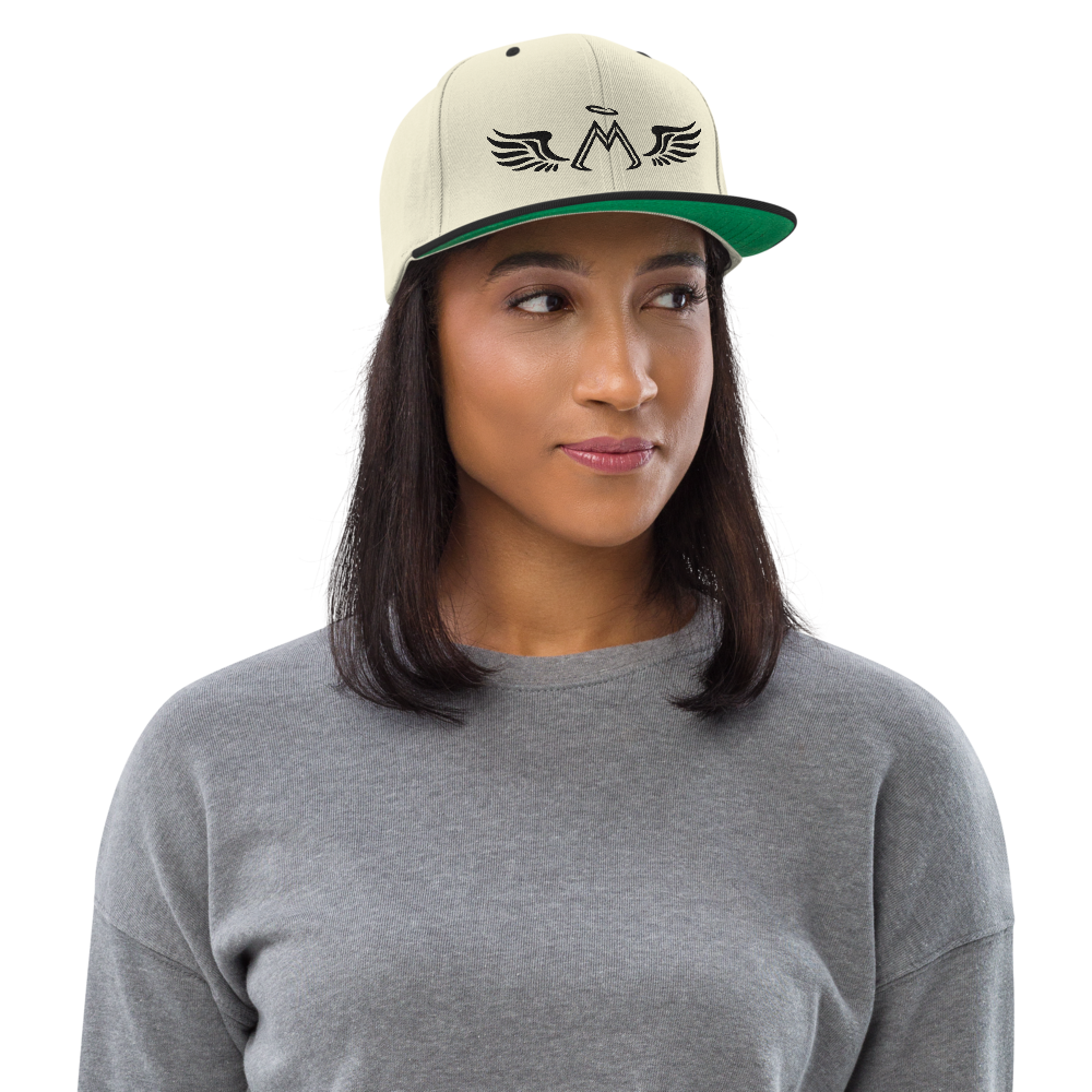 Natural-Black Snapback With Embroidered Black MM Iconic Logo