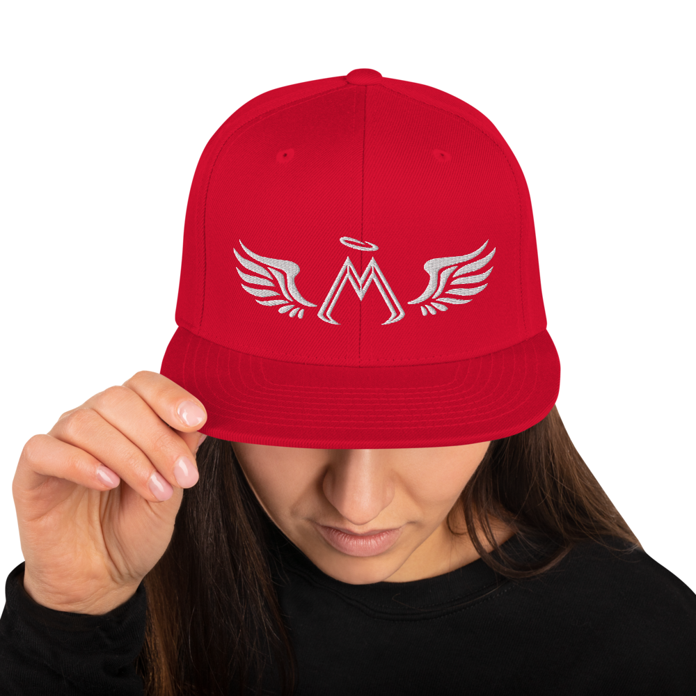 Red Snapback With Embroidered White MM Iconic Logo