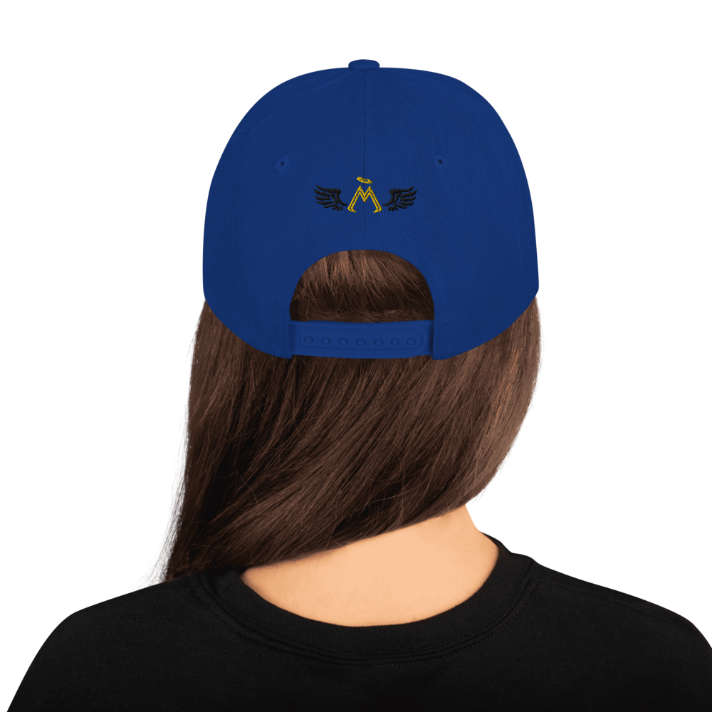 Blue Snapback With Embroidered Gold-Black MM Iconic Logo