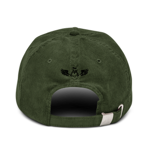 Army Green Corduroy Hat With Embroidered Black MM Iconic Logo