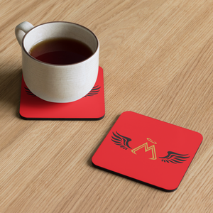 Red Cork-Back Coaster With Gold-Black MM Iconic Logo