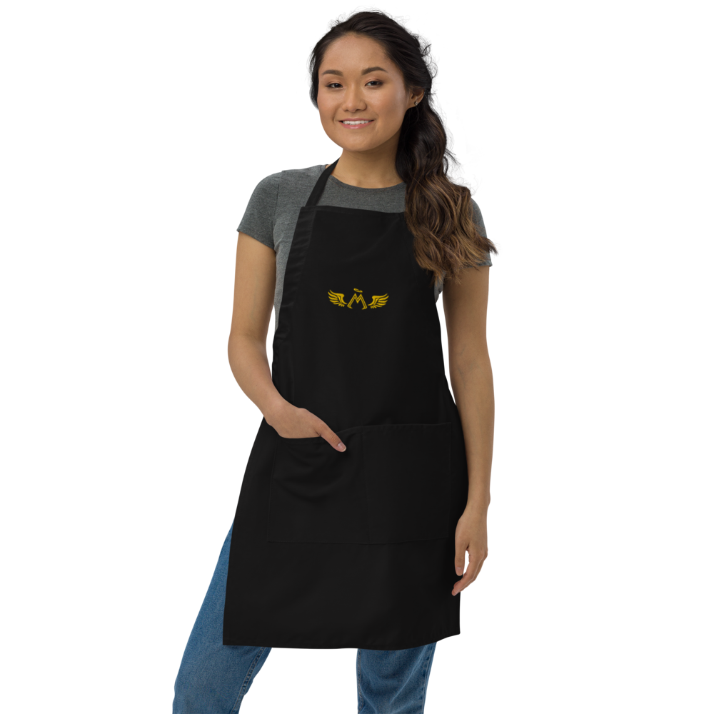 Black Apron With Embroidered Gold MM Iconic Logo