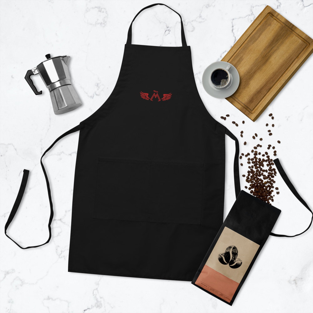 Black Apron With Embroidered Red MM Iconic Logo