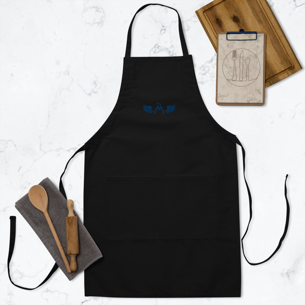 Black Apron With Embroidered Blue MM Iconic Logo