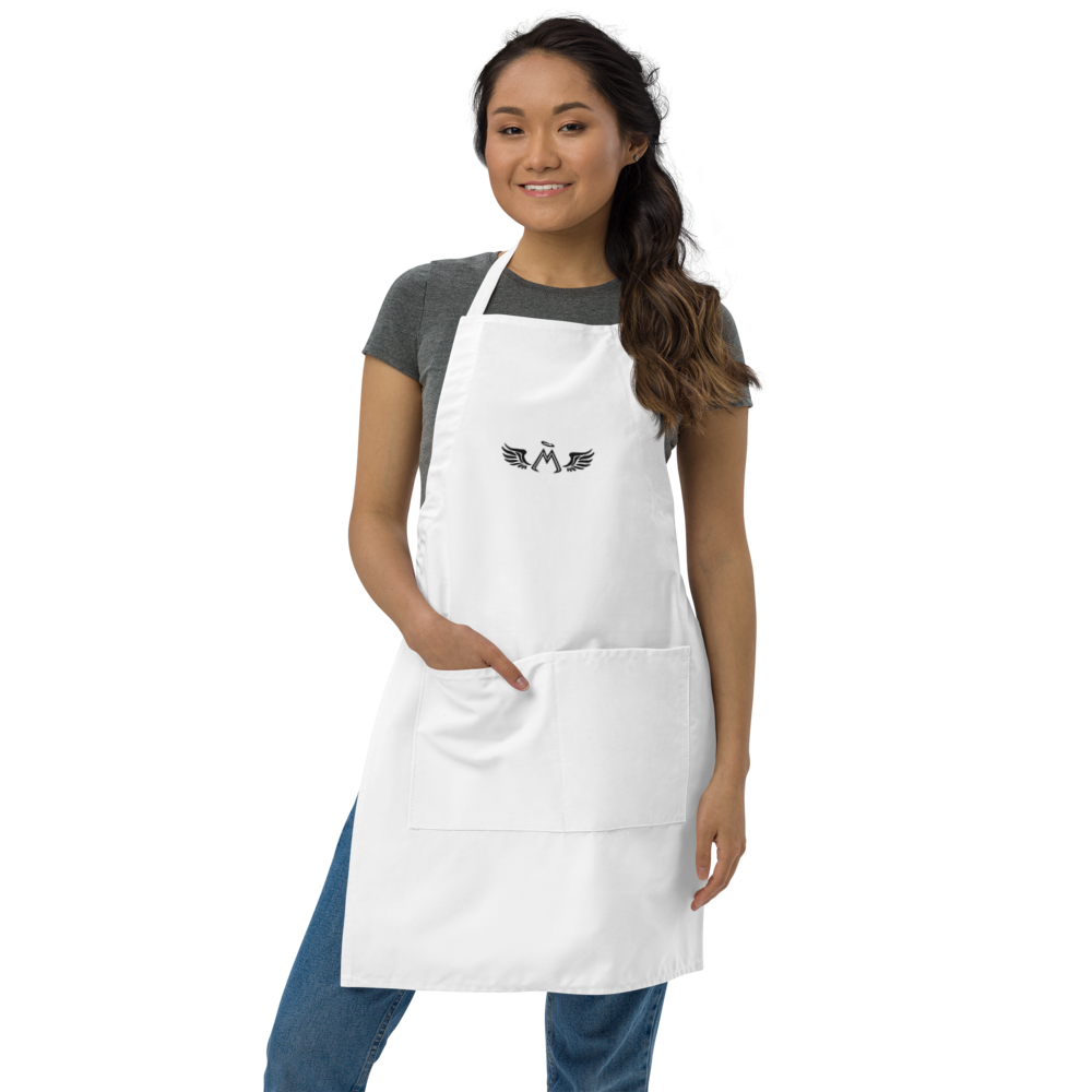 White Apron With Embroidered Black MM Iconic Logo