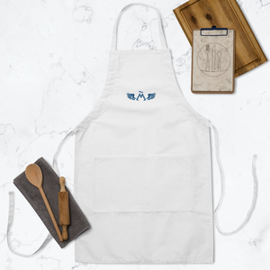 White Apron With Embroidered Blue MM Iconic Logo