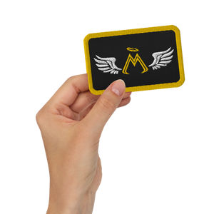 Gold-Black Rectangle Embroidered Patch With Embroidered Classic MM Iconic Logo