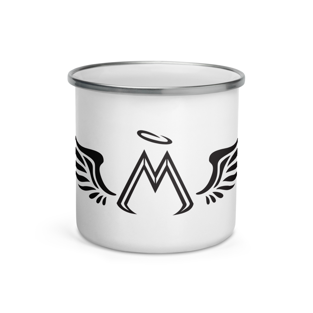 White Enamel Mug With Black MM Iconic Logo
