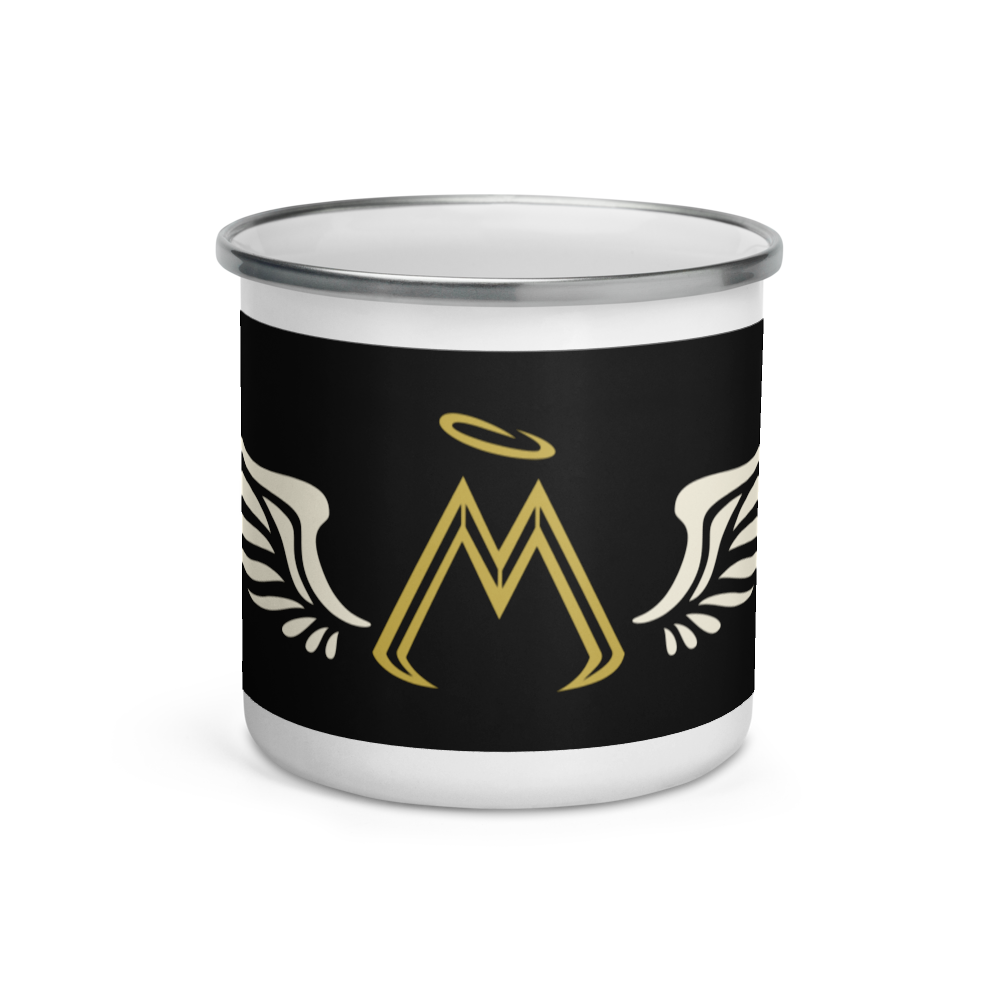 White-Black Enamel Mug With Classic MM Iconic Logo