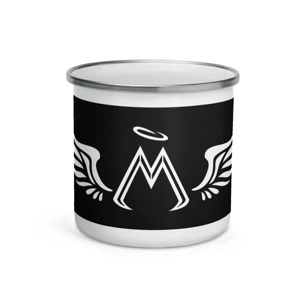 White-Black Enamel Mug With White MM Iconic Logo