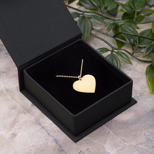 24K Gold Heart Necklace With Engraved MM Initials