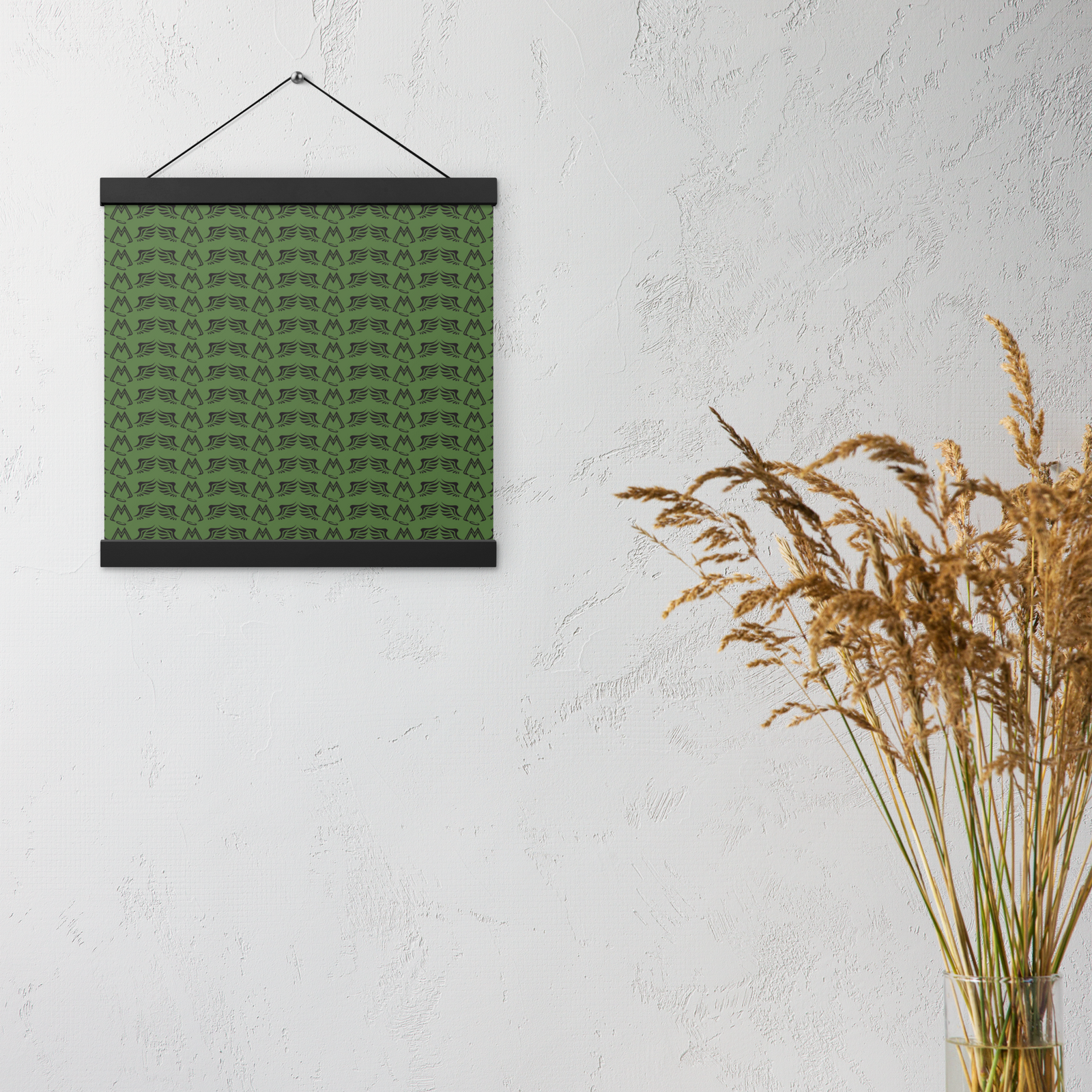 Army Green Matte Poster With Hangers With Duplicated Black MM Iconic Logo