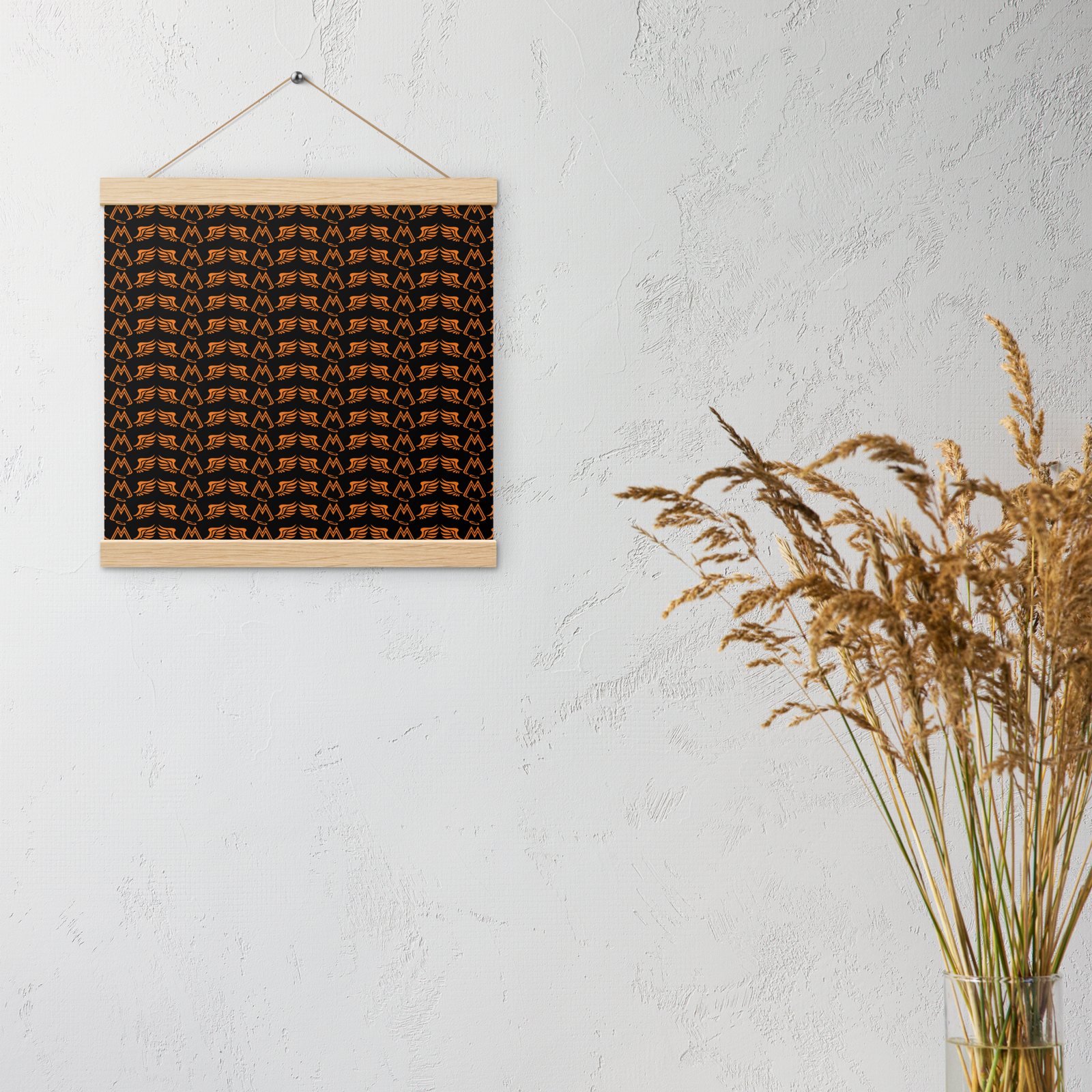 Matte Black Poster With Hangers With Duplicated Orange MM Iconic Logo