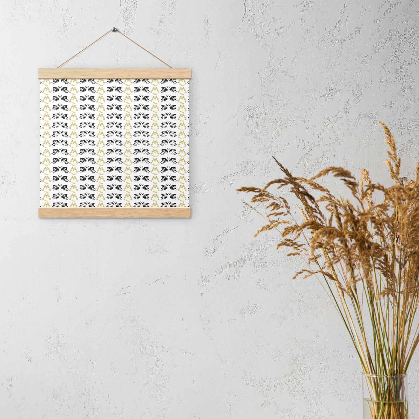 White Matte Poster With Hangers With Duplicated Gold-Black MM Iconic Logo