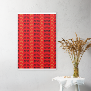 Red Matte Poster With Hangers With Duplicated Gold-Black MM Iconic Logo