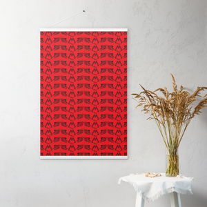Red Matte Poster With Hangers With Duplicated Black MM Iconic Logo