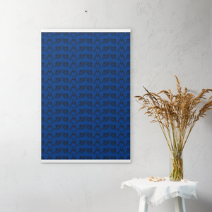 Blue Matte Poster With Hangers With Duplicated Black MM Iconic Logo