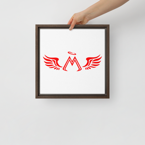 Framed White Canvas Paintings With Red MM Iconic Logo