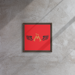 Framed Red Canvas Paintings With Gold-Black MM Iconic Logo