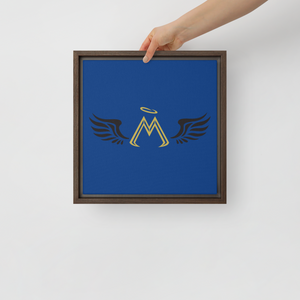 Framed Blue Canvas Paintings With Gold-Black MM Iconic Logo