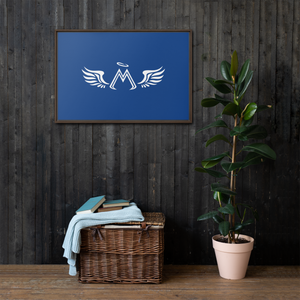 Framed Blue Canvas Paintings With White MM Iconic Logo