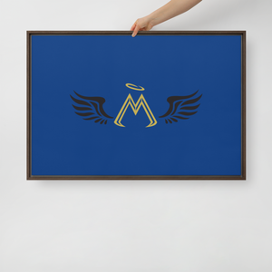 Framed Blue Canvas Paintings With Gold-Black MM Iconic Logo