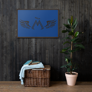 Framed Blue Canvas Paintings With Black MM Iconic Logo