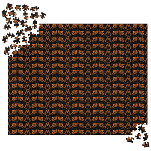 Black Jigsaw Puzzle With Duplicated Orange MM Iconic Logo