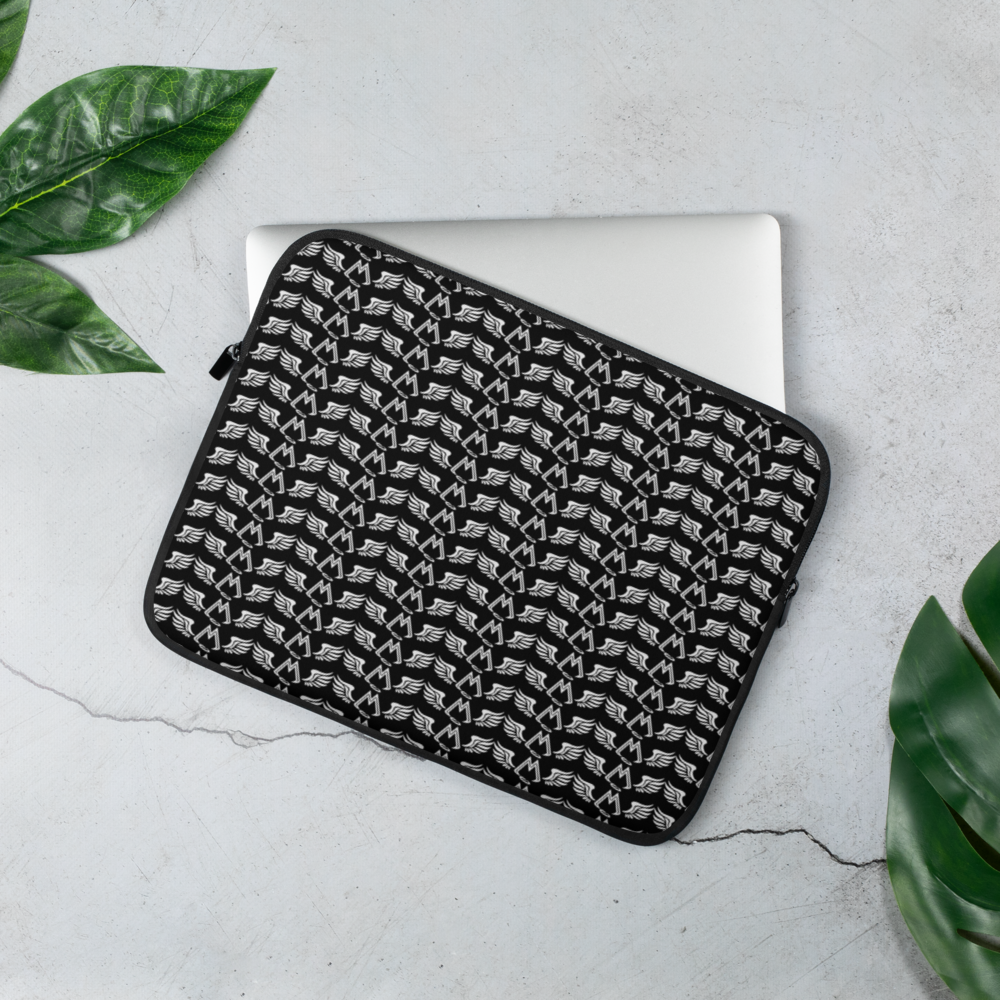 Black Laptop Sleeve With Duplicated White MM Iconic Logo